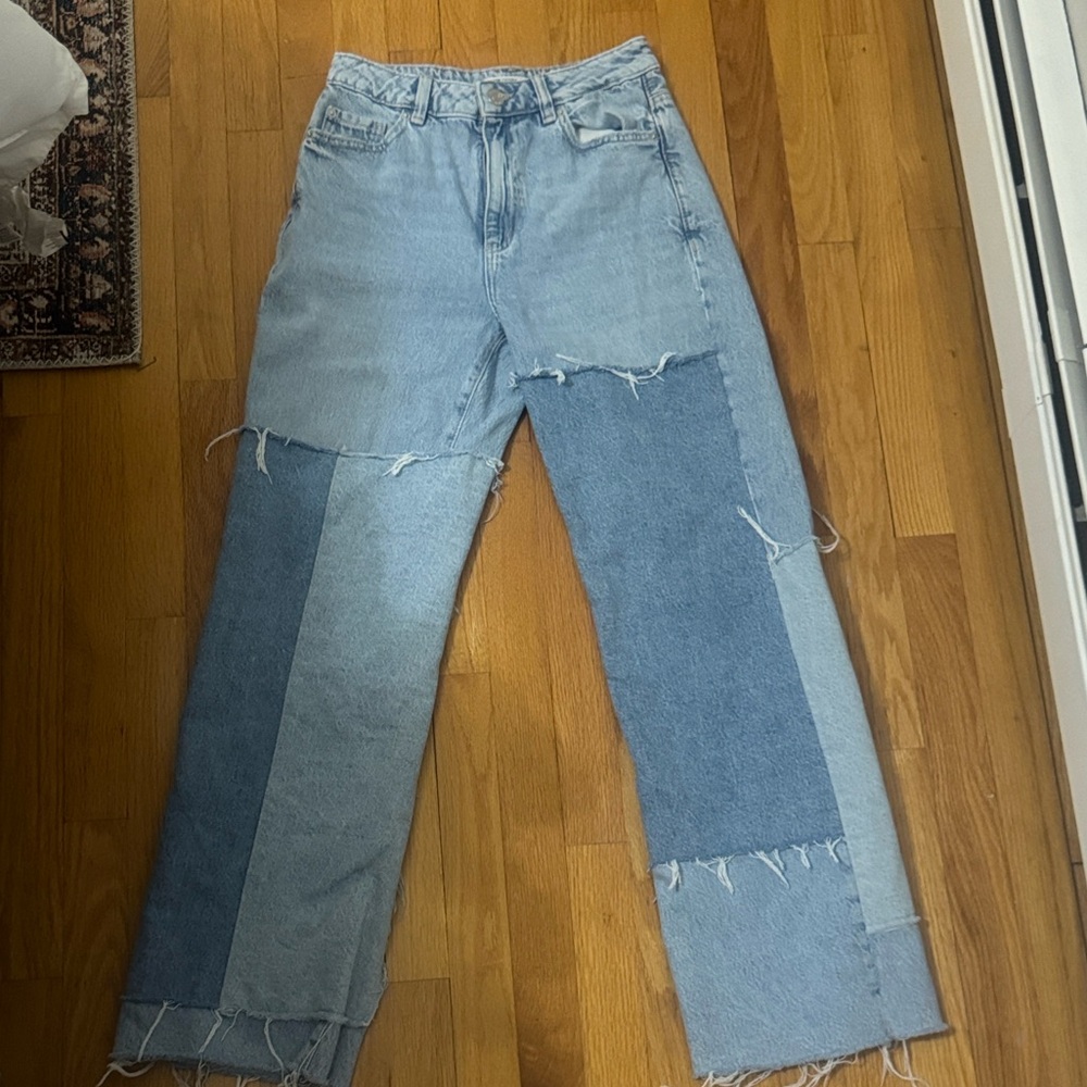 Garage Two-Tone Blue Flare Jeans